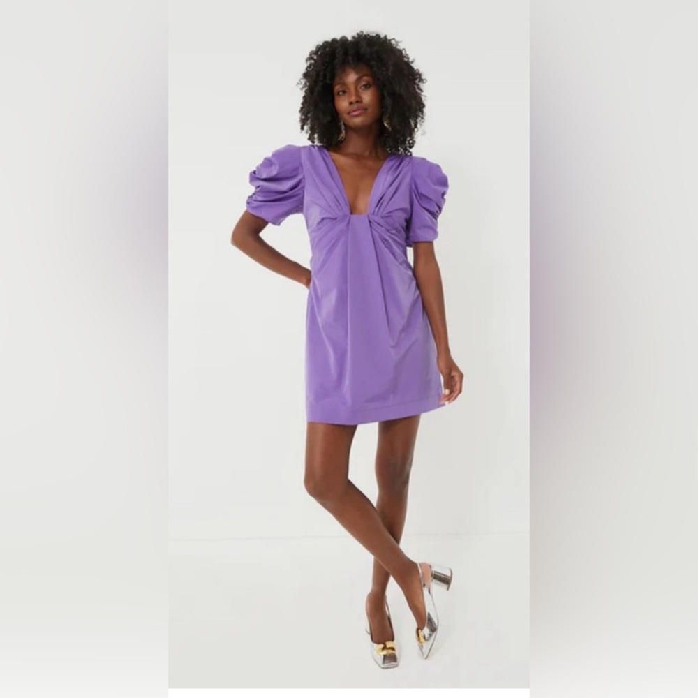 Elegant Purple Mini Dress with Puff Sleeves